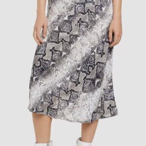French Connection leopard Print Satin  Skirt blue